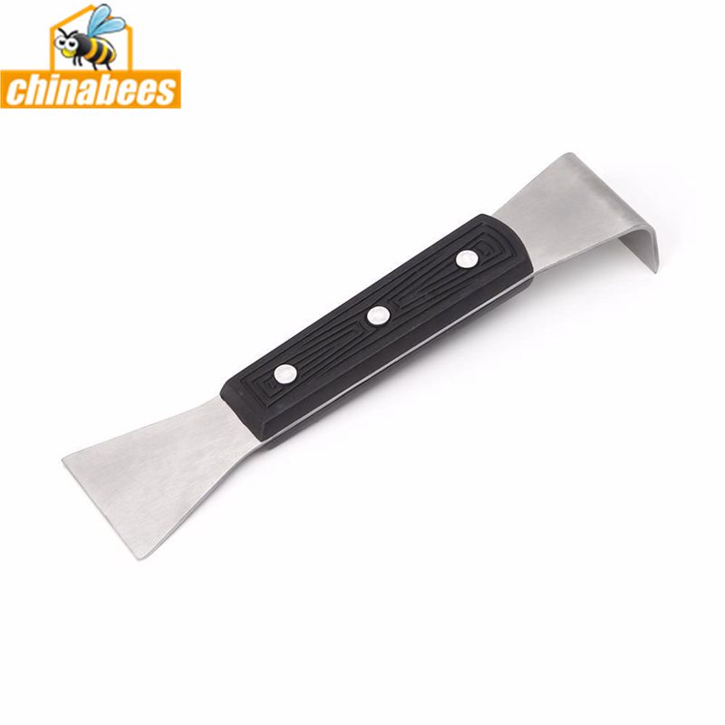 Stainless steel hive tool with plastic handle
